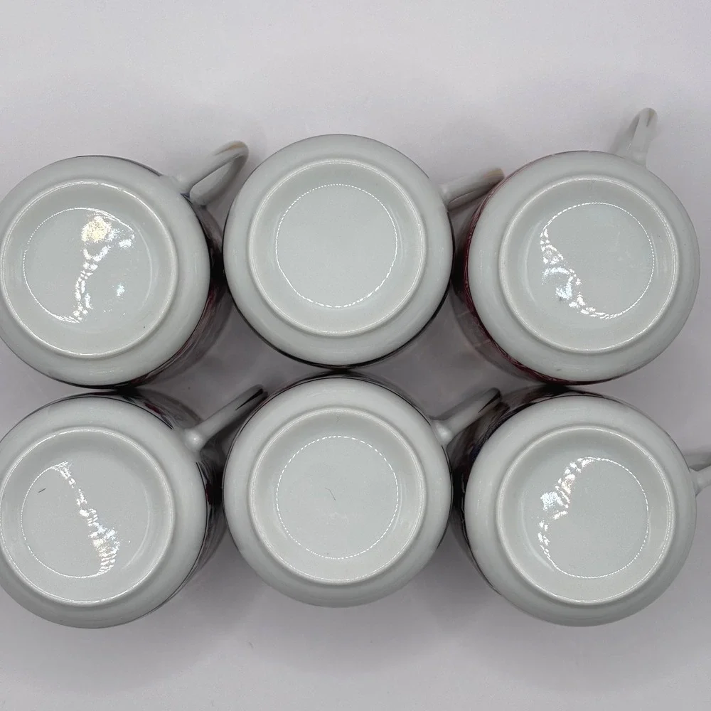 Set of 6 Tea Cup and Saucer Lithopane Japan Bone China Gold Trim Vintage